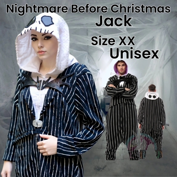 Jack Skellington Adult Halloween Costume Onsie Unisex Costume Size XX - Picture 1 of 8
